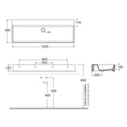 Lavabo da appoggio/sospeso squadrato Ceramica Azzurra Elegance 122x45 cm