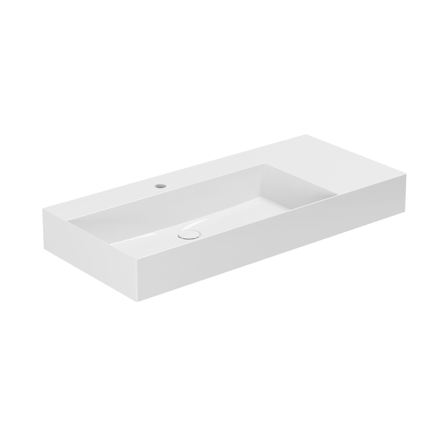 Lavabo da appoggio/sospeso squadrato di Ceramica Azzurra serie Elegance 102x46 cm con piano a destra e foro rubinetteria