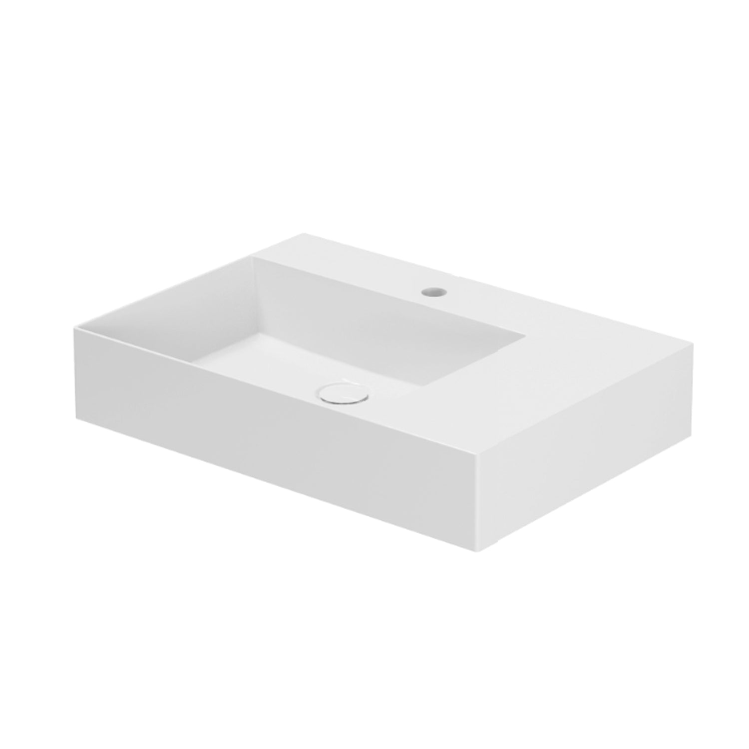 Lavabo da appoggio/sospeso squadrato di Ceramica Azzurra serie Elegance 65x45 cm con piano a destra e foro rubinetteria