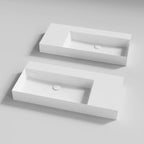 Lavabo da appoggio/sospeso squadrato di Ceramica Azzurra serie Elegance 65x45 cm con piano a destra