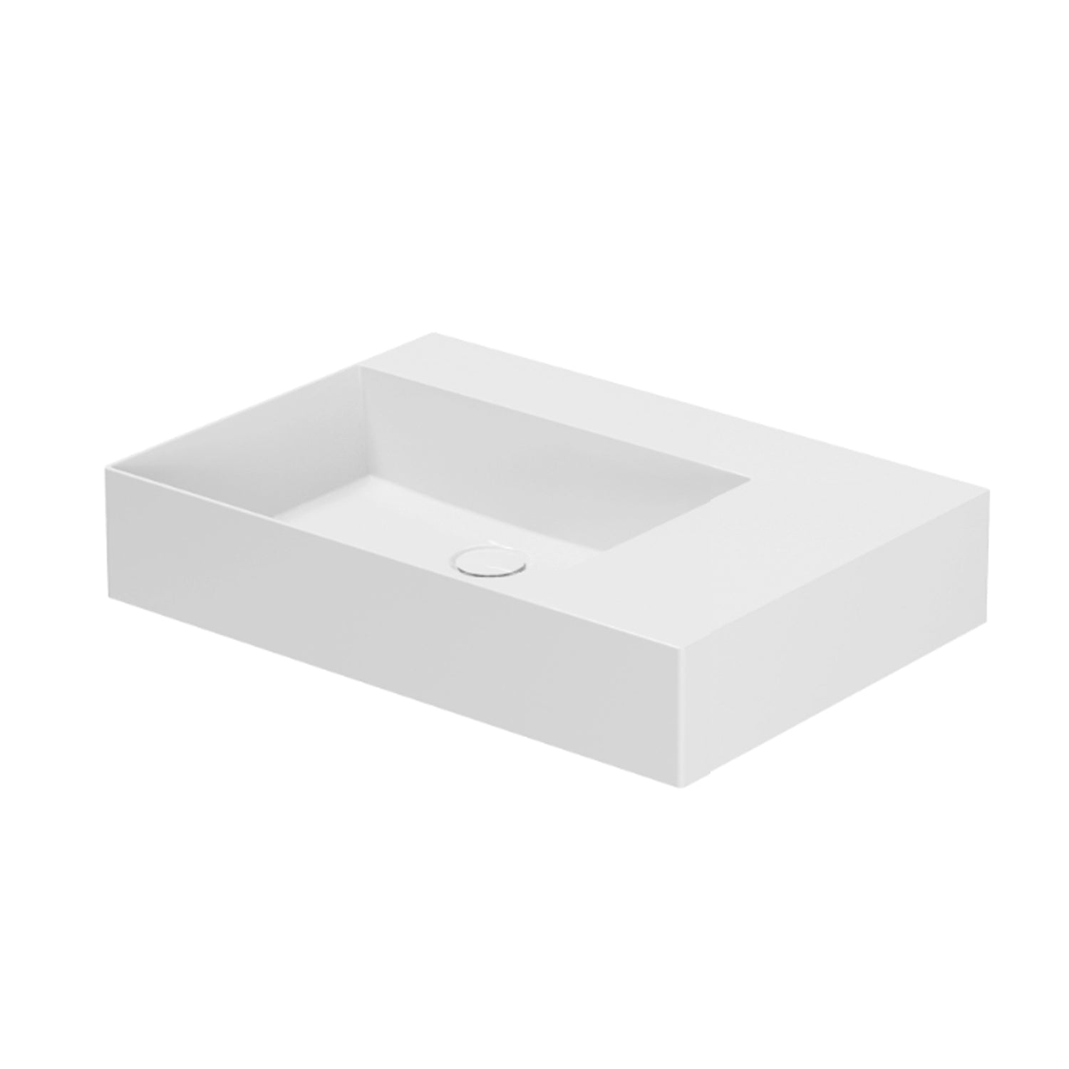 Lavabo da appoggio/sospeso squadrato di Ceramica Azzurra serie Elegance 65x45 cm con piano a destra