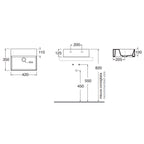 Lavabo da appoggio squadrato Ceramica Azzurra Elegance 42x35 cm senza foro rubinetteria - Bianco lucido