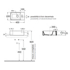 Lavabo sospeso con piano a destra Azzurra Elegance Squared 40x22x12