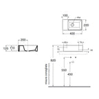 Lavabo sospeso con piano a sinistra Azzurra Elegance Squared 40x22x12