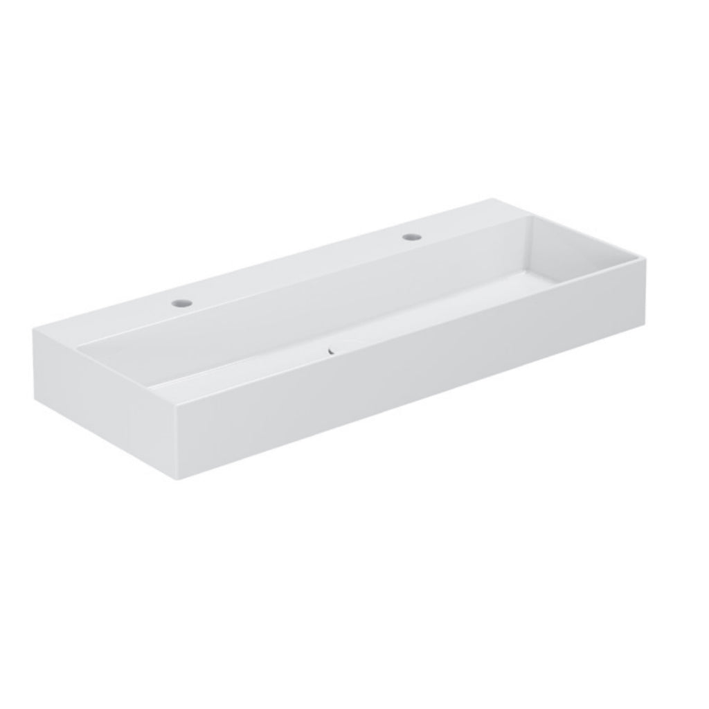 Lavabo appoggio/sospeso Azzurra serie Elegance Squared 102x40 cm - Bianco lucido