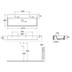 Lavabo appoggio/sospeso Azzurra serie Elegance Squared 102x40 cm - Bianco lucido