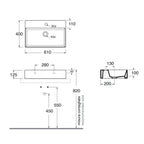 Lavabo appoggio/sospeso Azzurra serie Elegance Squared 61x40 cm - Bianco lucido