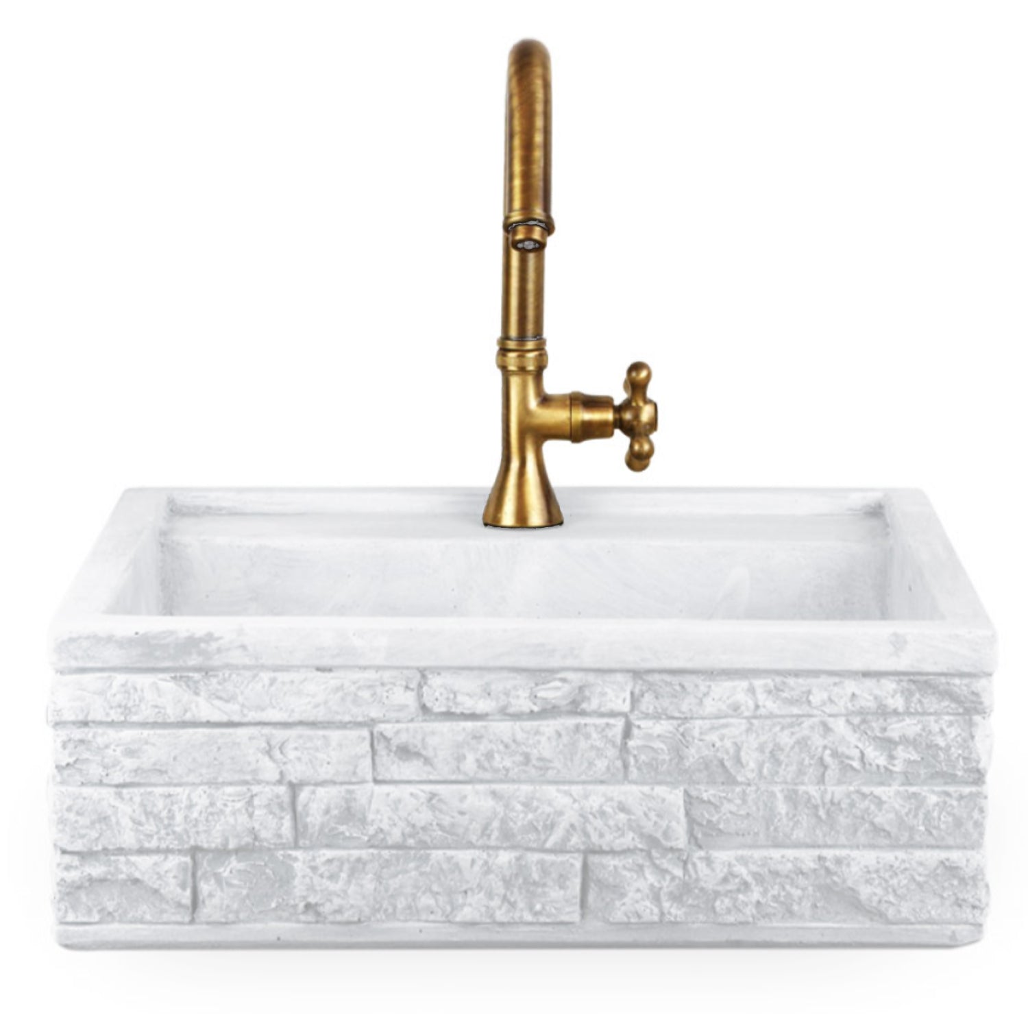 Lavello da esterno in pietra ricostruita bianco cm 45x42x16h cm modello Terra