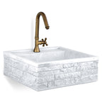 Lavello da esterno in pietra ricostruita bianco cm 45x42x16h cm modello Terra