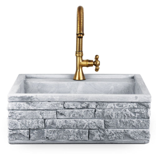 Lavello da esterno in pietra ricostruita grigio cm 45x42x16h cm modello Terra