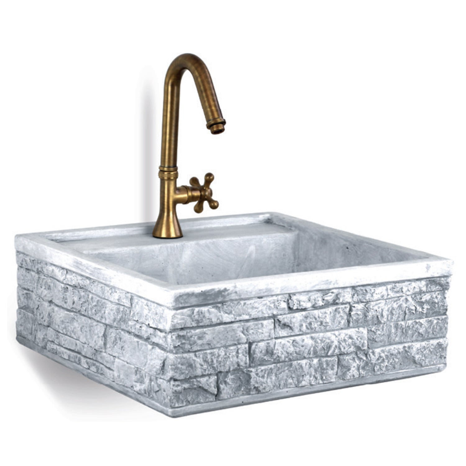 Lavello da esterno in pietra ricostruita grigio cm 45x42x16h cm modello Terra