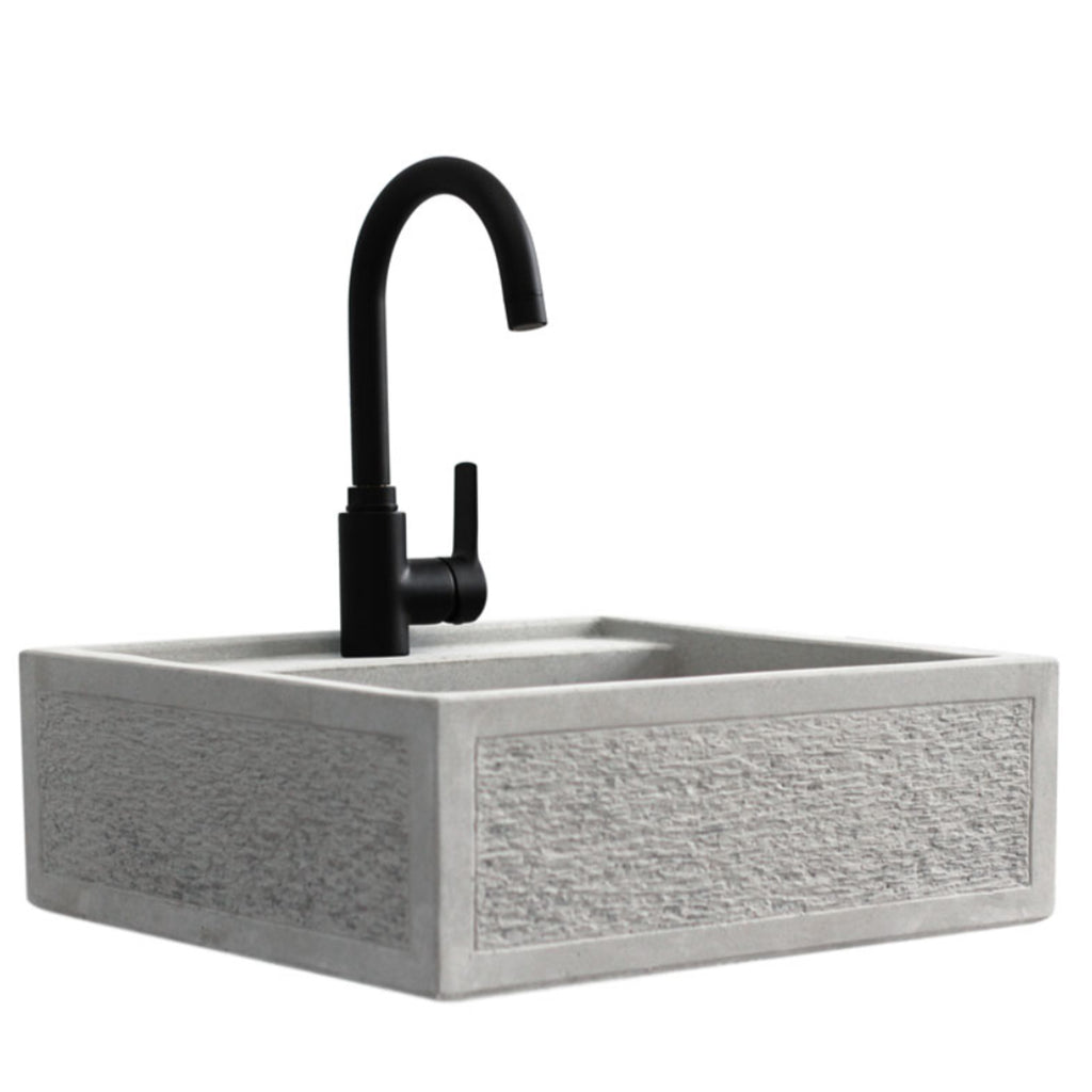 Lavello da esterno in cemento martellinato grigio cm 45x42x16h cm modello Navarra