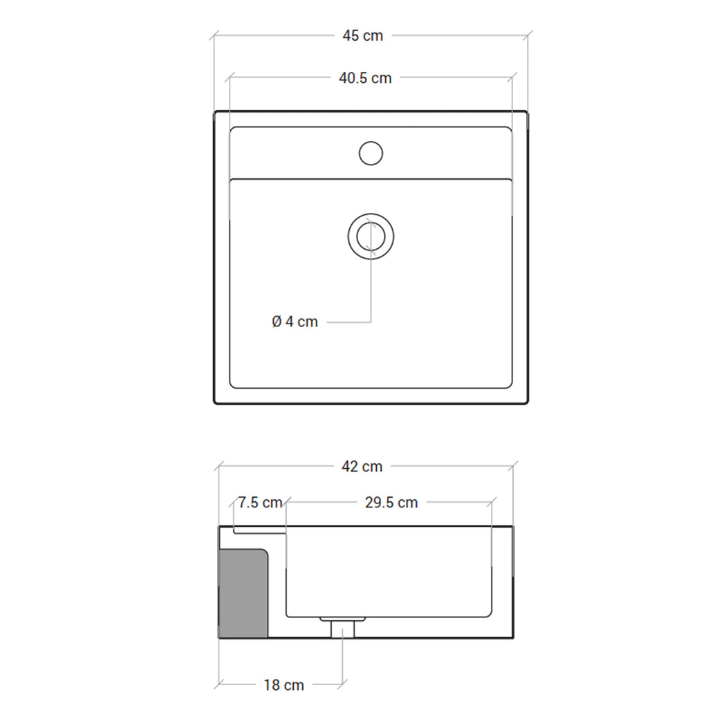Lavello da esterno in cemento martellinato grigio cm 45x42x16h cm modello Navarra