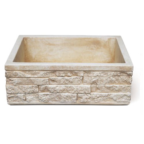 Lavello da esterno in pietra ricostruita nocciola cm 45x35x16h cm modello Altopiano