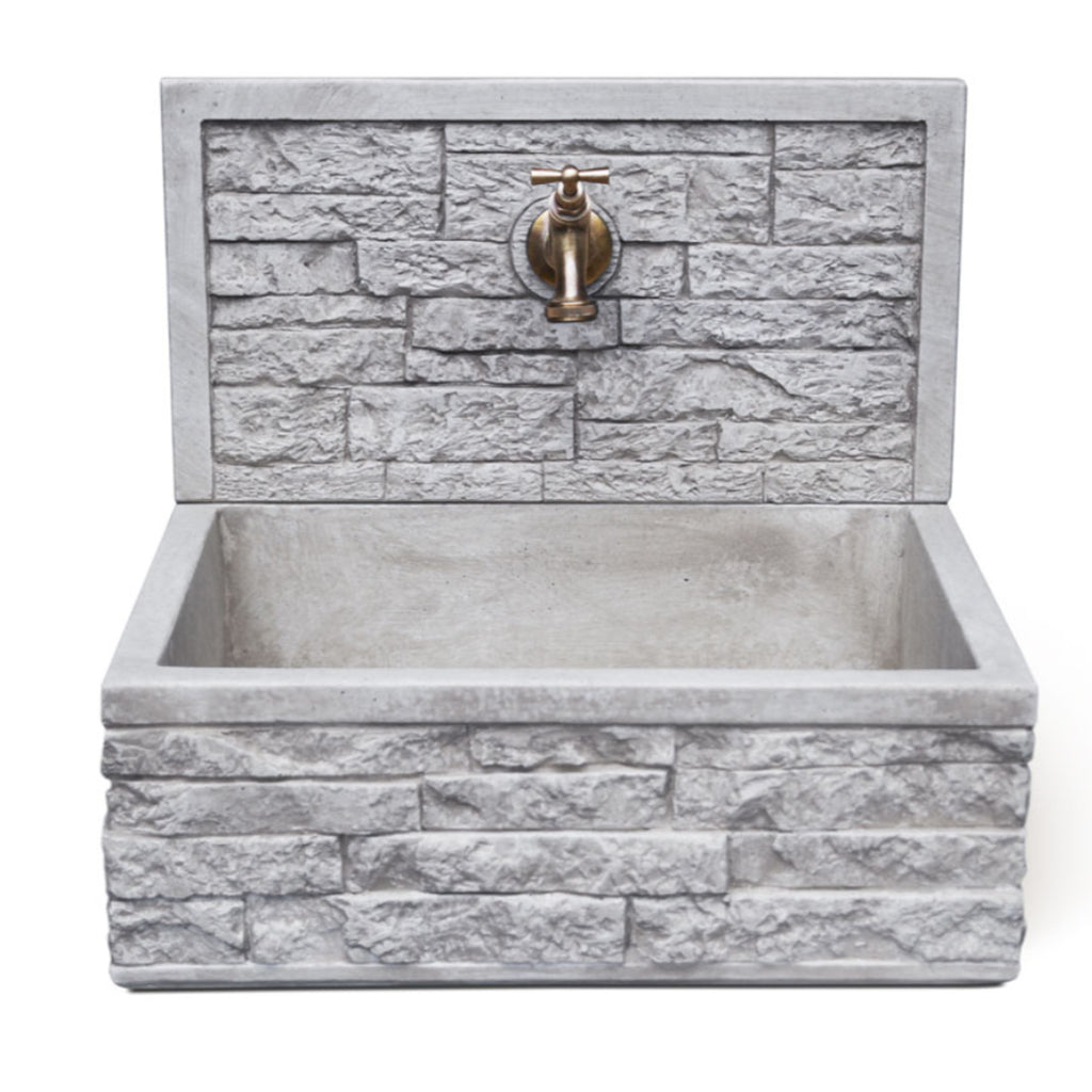Lavello da esterno in cemento con para schizzi grigio cm 45x35x16h cm modello Q-Altopiano