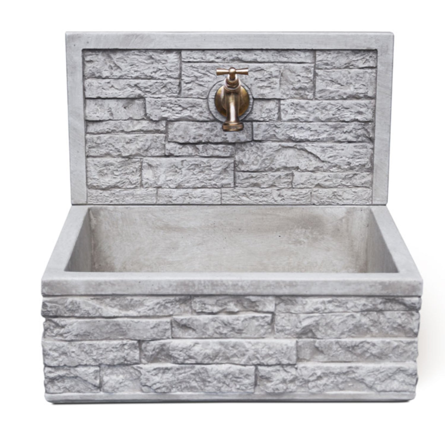 Lavello da esterno in cemento con para schizzi grigio cm 45x35x16h cm modello Q-Altopiano