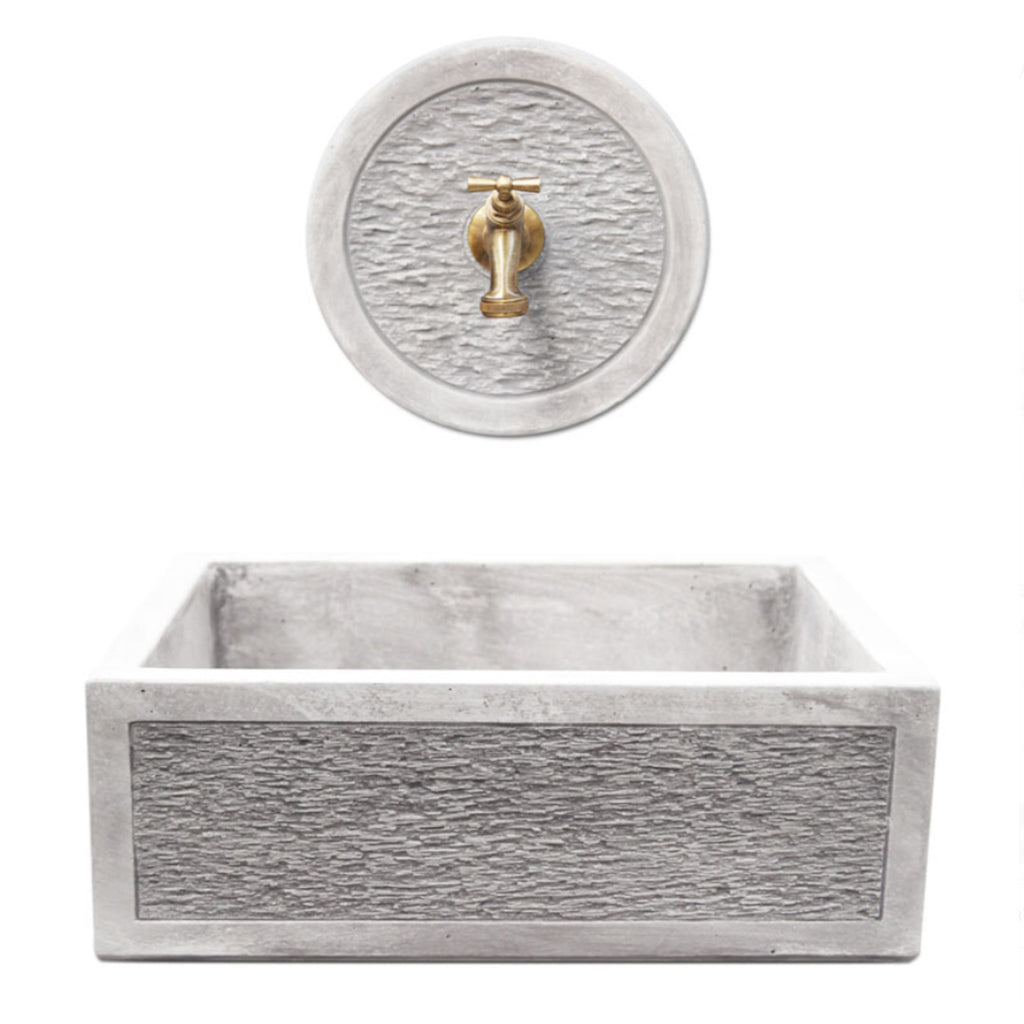 Acquaio da giardino in cemento con rosone para schizzi Grigio cm 45x35x16h cm modello R-Best