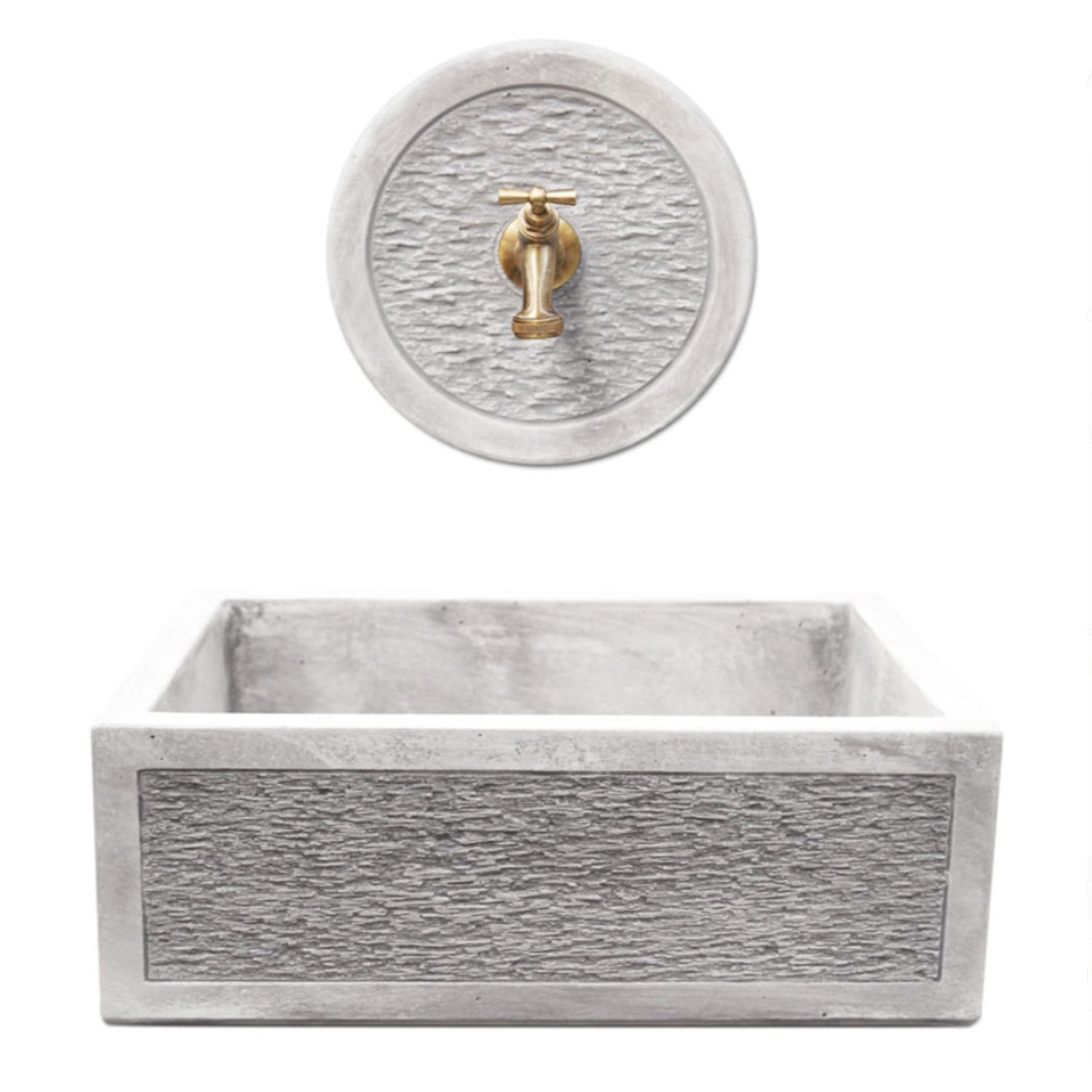 Acquaio da giardino in cemento con rosone para schizzi Grigio cm 45x35x16h cm modello R-Best