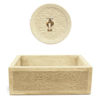 Acquaio da giardino in cemento con rosone para schizzi nocciola cm 45x35x16h cm modello R-Best