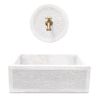 Acquaio da giardino in cemento con rosone para schizzi bianco cm 45x35x16h cm modello R-Best