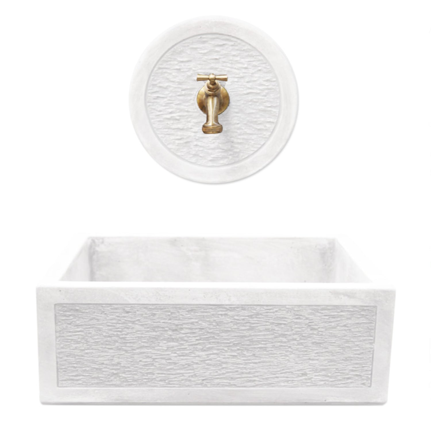 Acquaio da giardino in cemento con rosone para schizzi bianco cm 45x35x16h cm modello R-Best