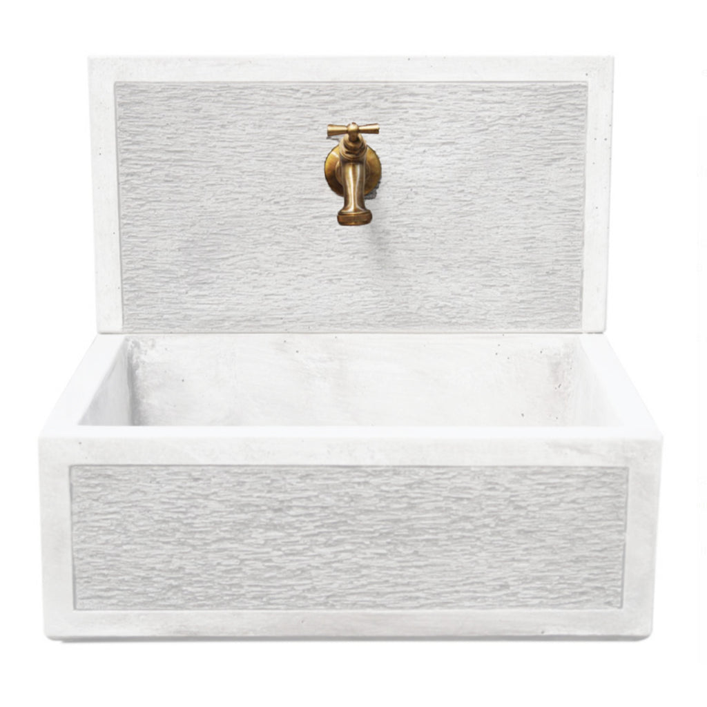 Acquaio da giardino in cemento con frontale para schizzi bianco cm 45x35x16h cm modello Q-Best