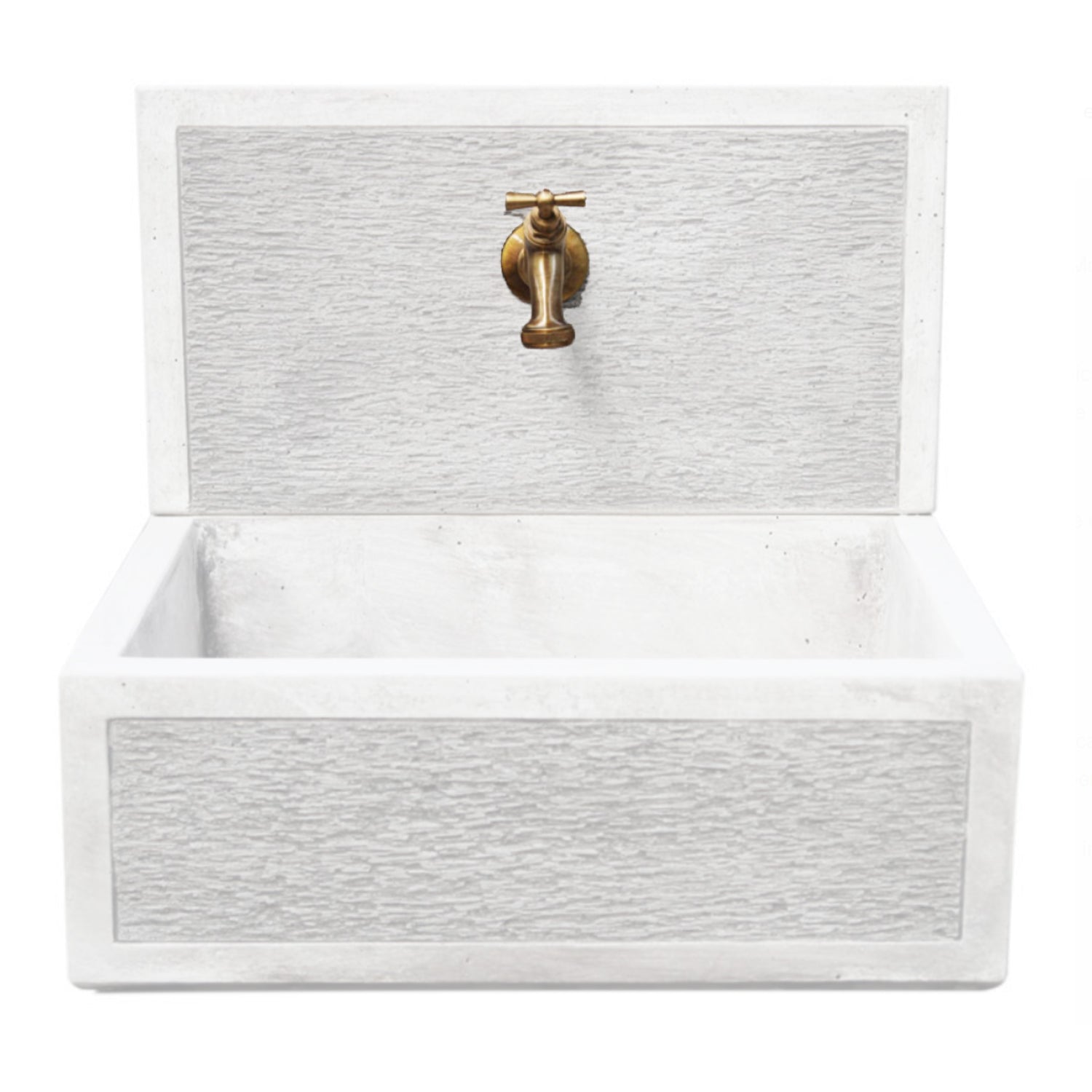 Acquaio da giardino in cemento con frontale para schizzi bianco cm 45x35x16h cm modello Q-Best