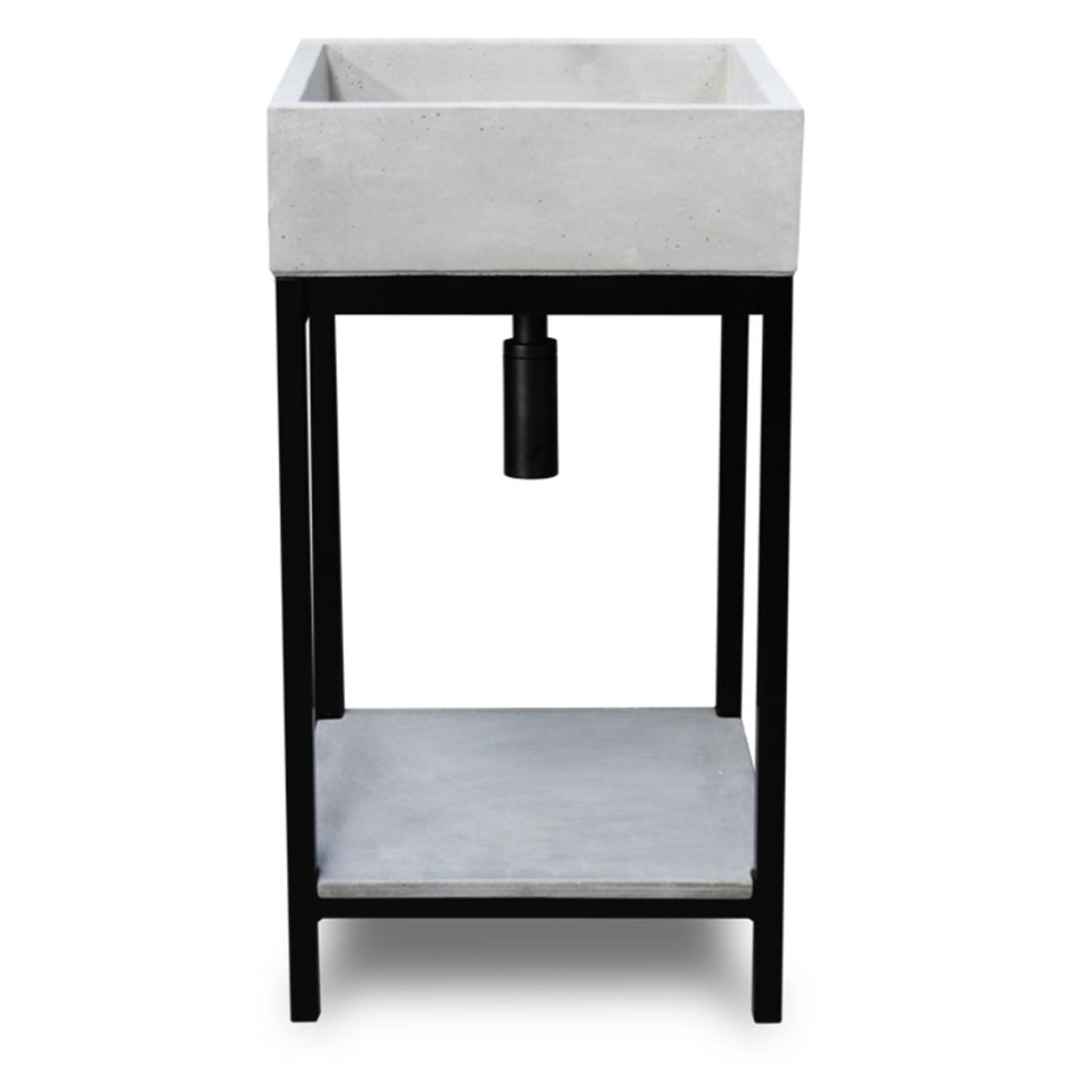 Supporto in metallo nero per acquai con mensola in cemento grigio cm 44x74