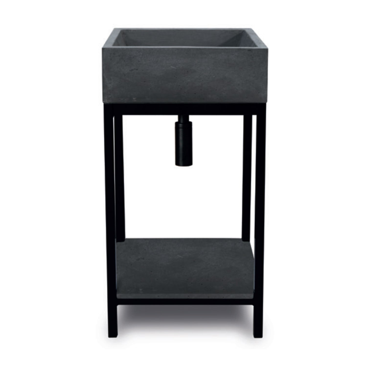 Supporto in metallo nero per acquai con mensola in cemento antracite cm 44x74