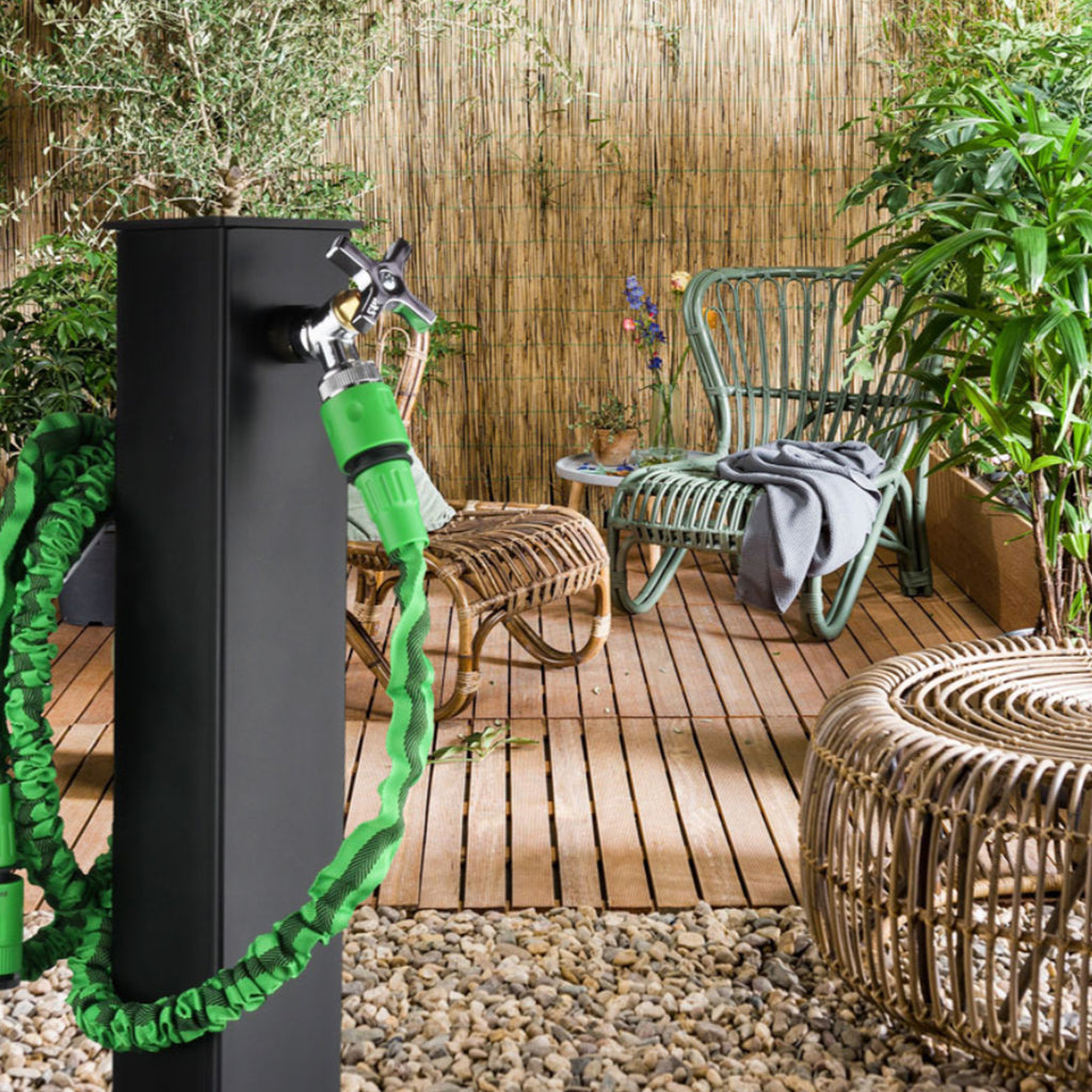 Punto acqua a terra con doppio rubinetto in alluminio verniciato nero modello London