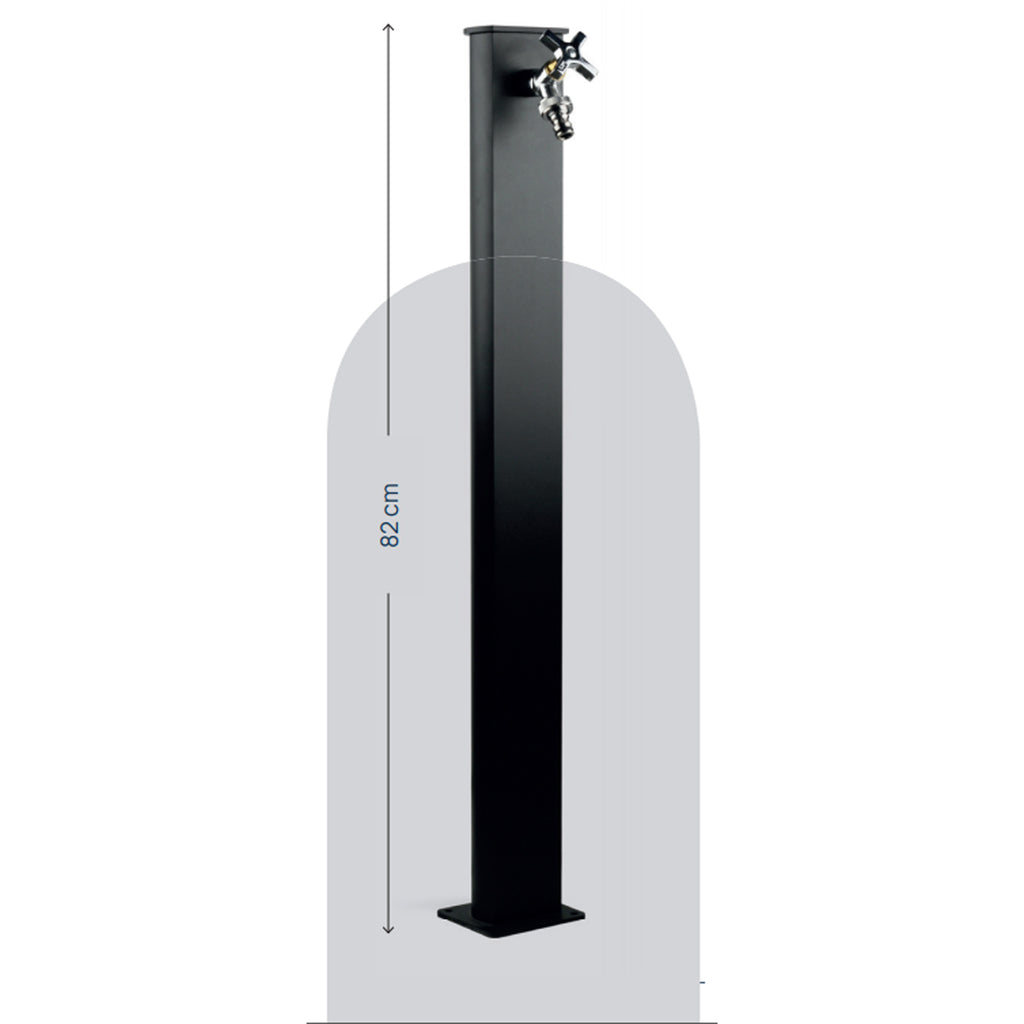 Punto acqua a terra con rubinetto in alluminio verniciato nero modello Fasten