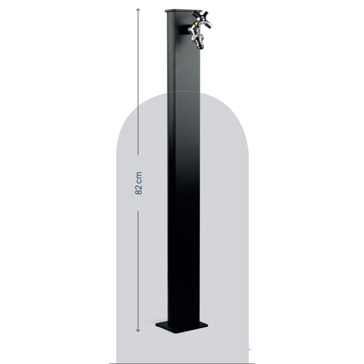 Punto acqua a terra con rubinetto in alluminio verniciato nero modello Fasten