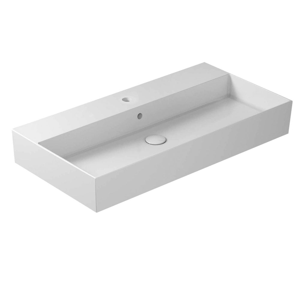 Lavabo da appoggio/sospeso 121x46cm serie Meg11 Pro di Ceramica Galassia -  Bianco lucido