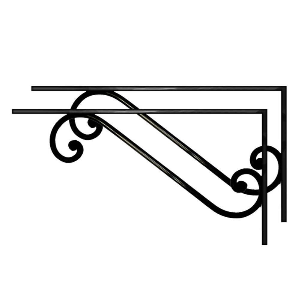 Staffe di sostegno in ferro battuto nero opaco per lavelli da esterno - misura 44 cm