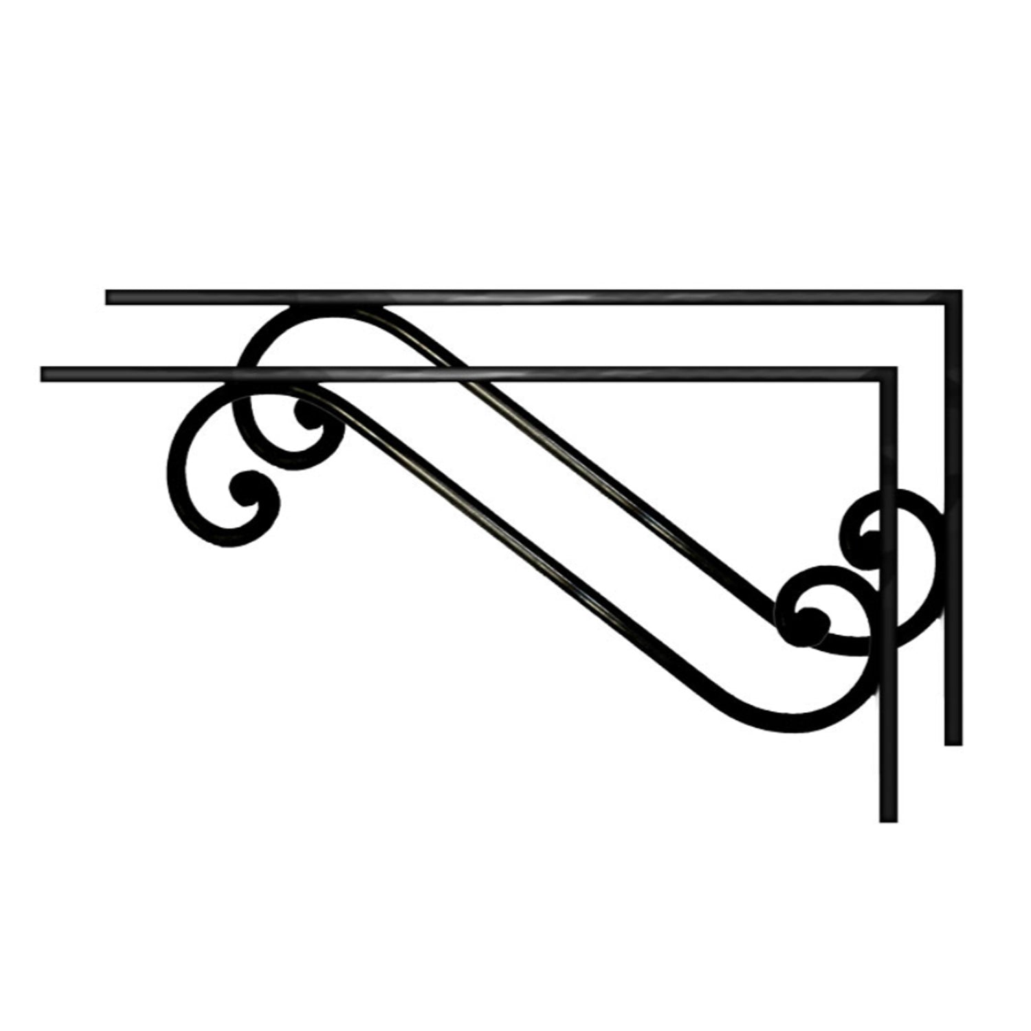 Staffe di sostegno in ferro battuto nero opaco per lavelli da esterno - misura 44 cm