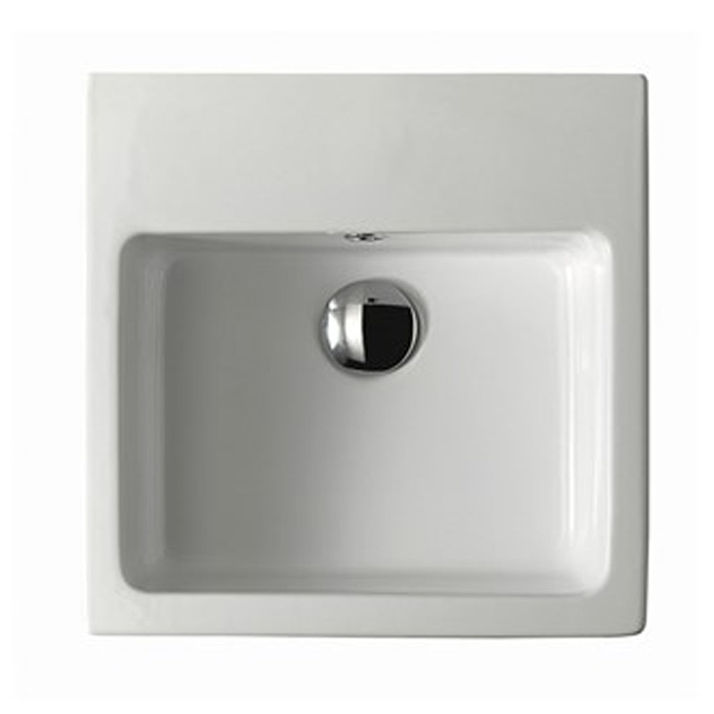 Lavabo 40x40 cm sospeso o da appoggio senza foro â€“ Bianco