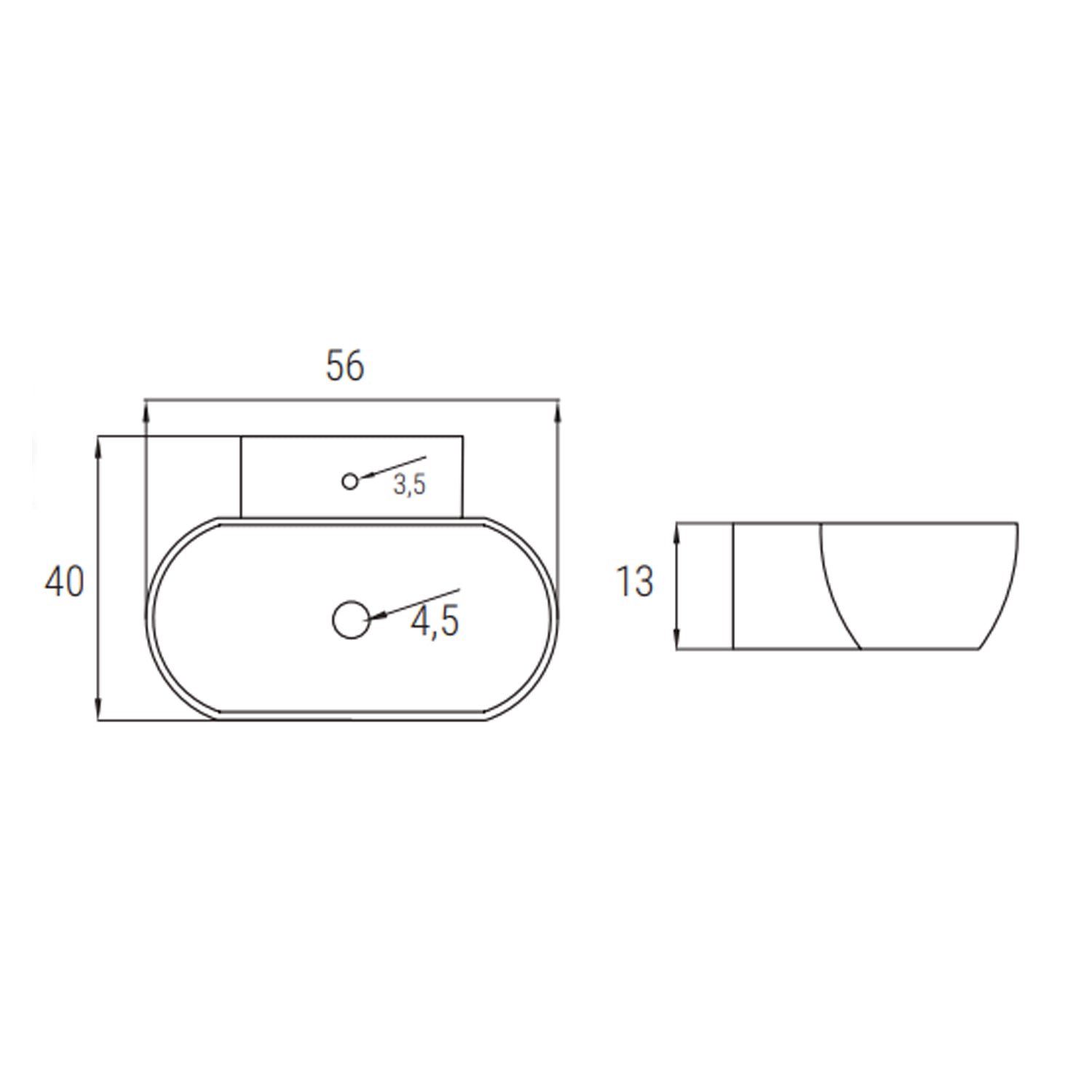 Lavabo d'appoggio ovale BathCore serie Viva 56x40 cm - Celeste