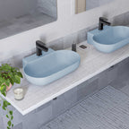 Lavabo d'appoggio ovale BathCore serie Viva 56x40 cm - Celeste