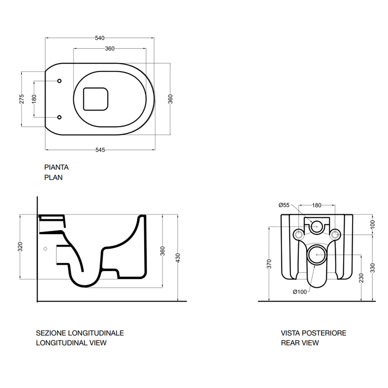Vaso Sospeso collezione Delano di Axa 54x36xH 32 cm - Nero Opaco