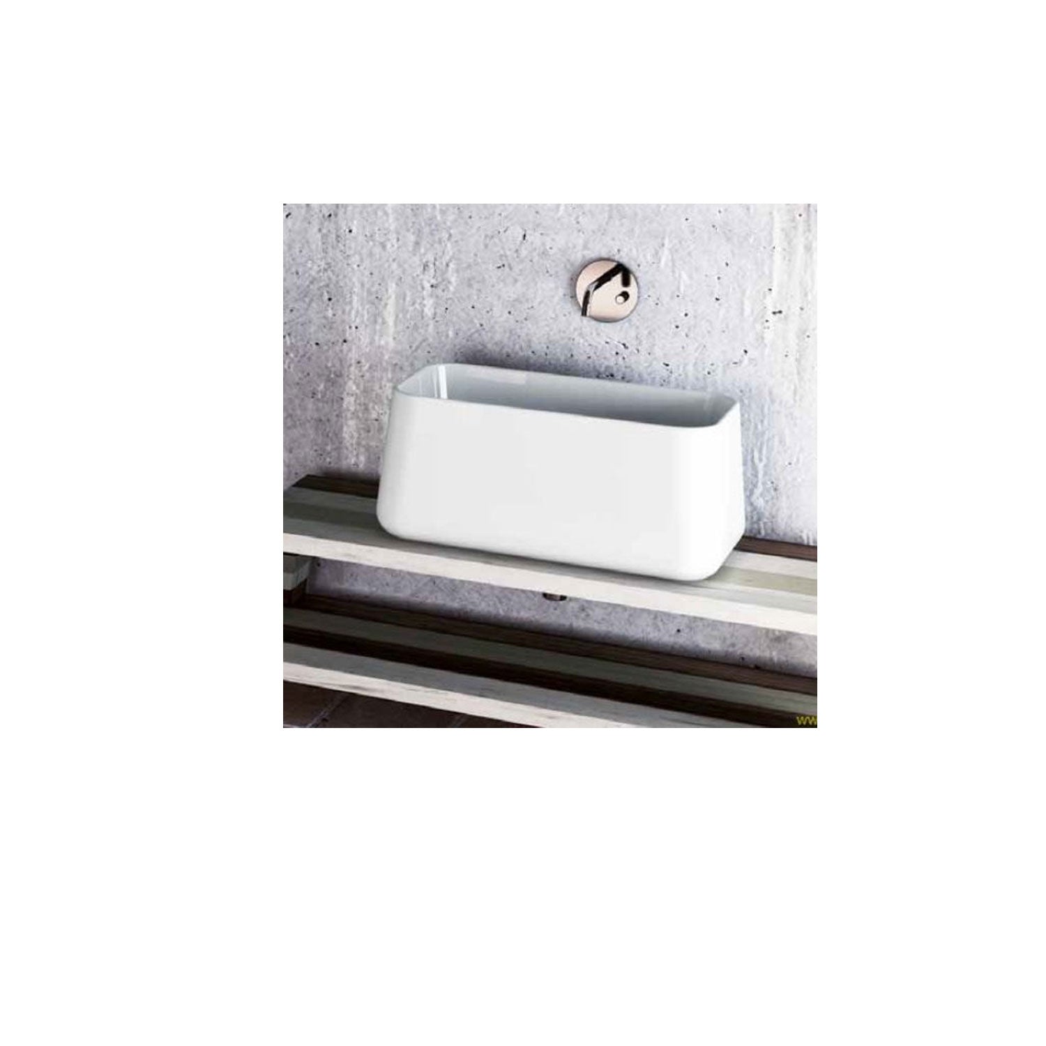 Lavabo da appoggio rettangolare 60cm in ceramica bianca lucida serie Catino Disegno-Ceramica