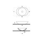 Lavabo da appoggio ovale 60cm in ceramica bianca lucida serie Ovo Disegno-Ceramica