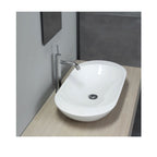 Lavabo da appoggio ovale 60cm in ceramica bianca lucida serie Ovo Disegno-Ceramica