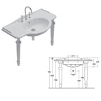 Lavabo sospeso 110x60 Ceramica Globo PAESTUM PA022.BI