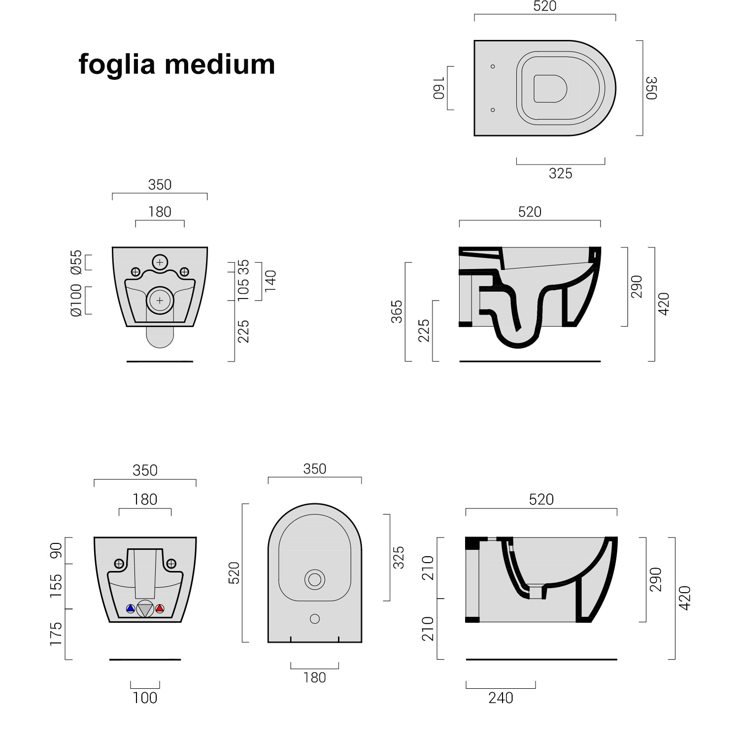 Sanitari Sospesi senza brida Domus Falerii  Foglia Medium rimfree OUTLET