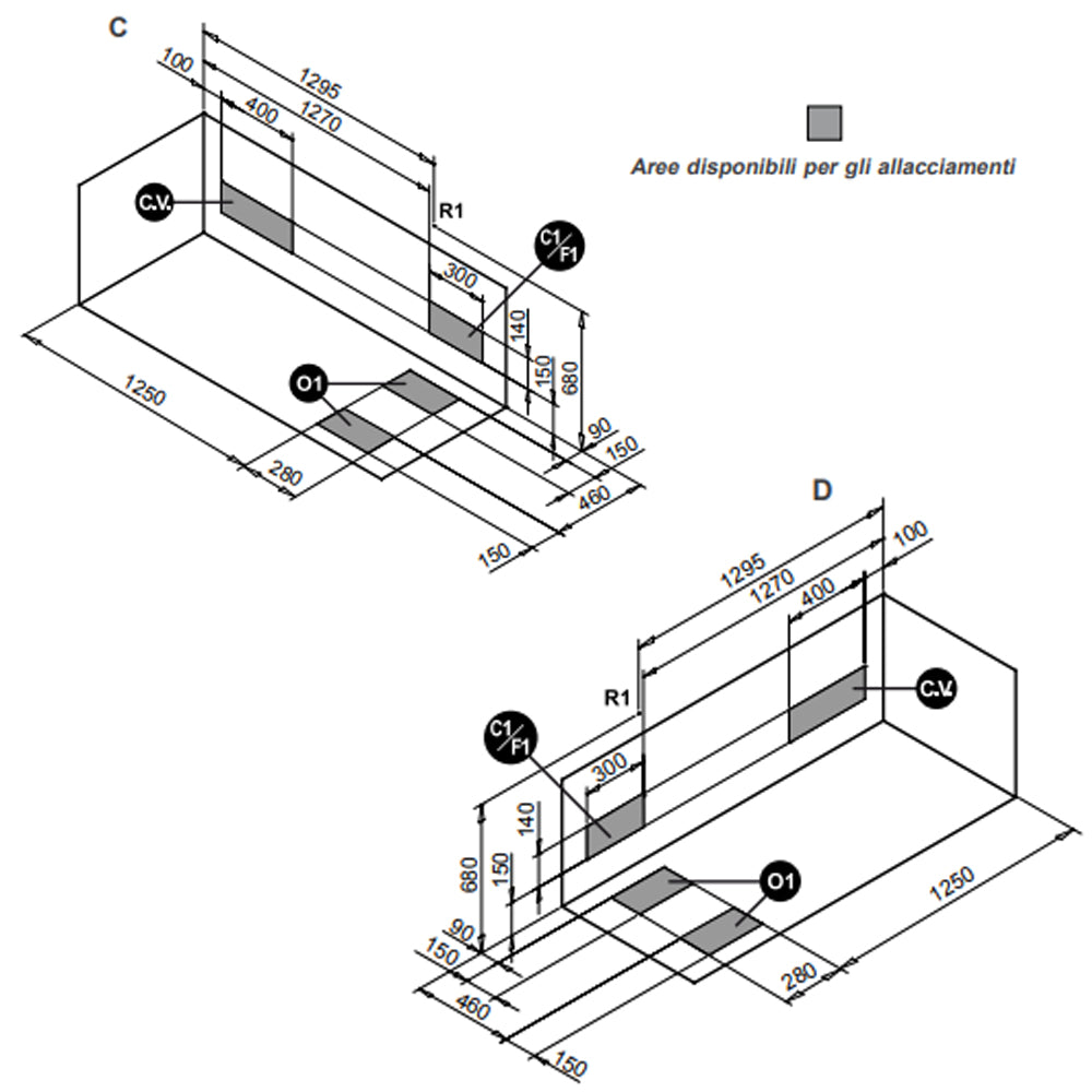 Vasca Bagno rettangolare Love in acrilico e Abs cm 170x70 con idromassaggio