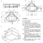 Vasca Bagno angolare modello Copale Idromassaggio in acrilico e Abs cm 140x140