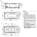 Vasca Bagno rettangolare Diamond in acrilico e Abs cm 180x80