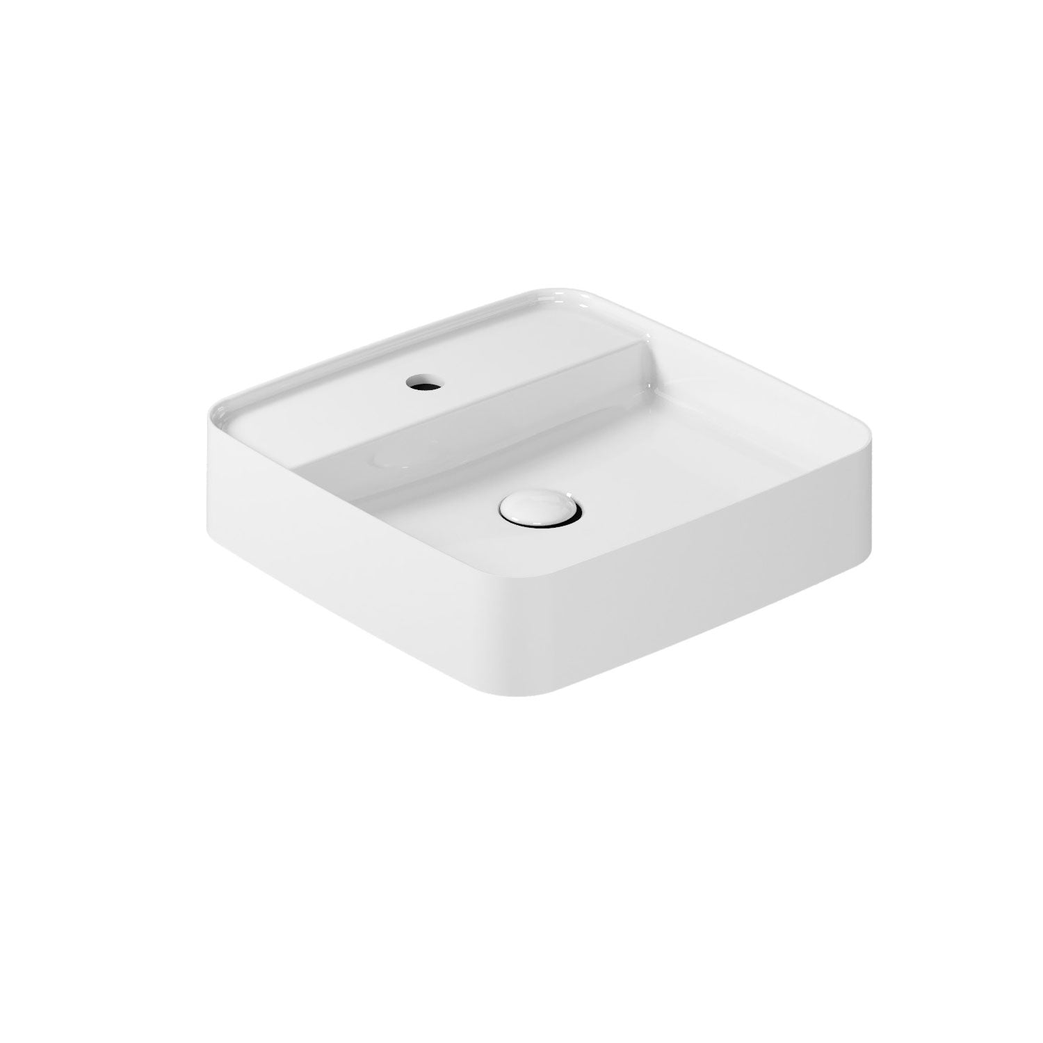 Lavabo da appoggio con piano rubinetteria serie Smart-B di Ceramica Galassia -  Bianco lucido 45cm