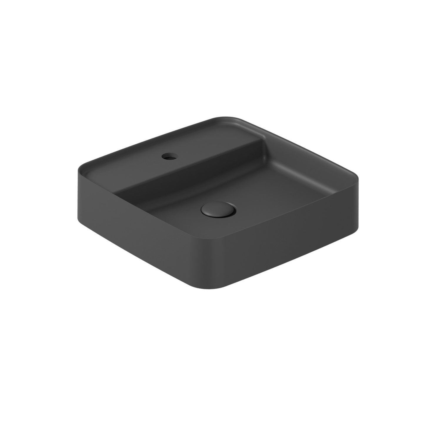 Lavabo da appoggio con piano rubinetteria serie Smart-B di Ceramica Galassia -  Nero matt 45cm