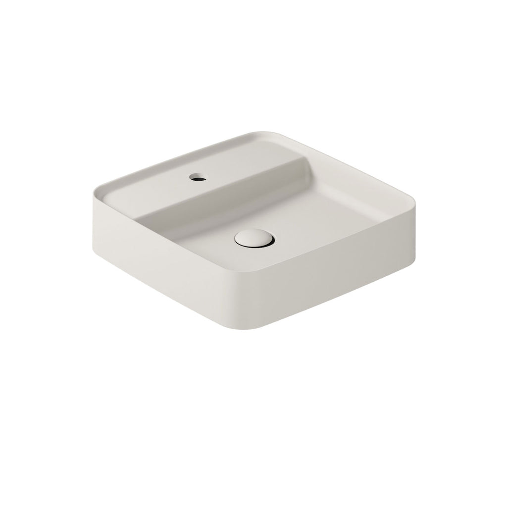Lavabo da appoggio con piano rubinetteria serie Smart-B di Ceramica Galassia -  Sabbia 45cm